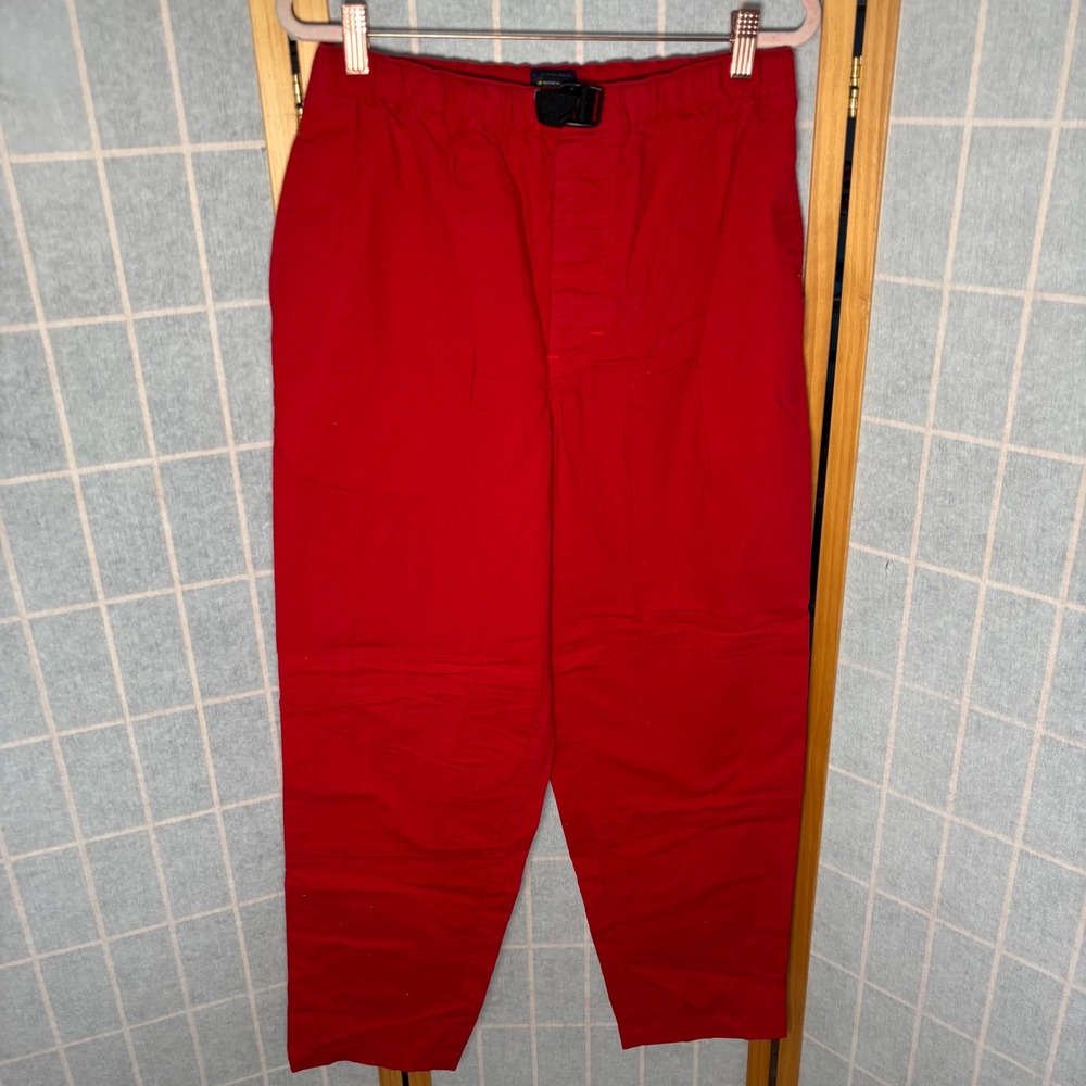 VTG SYN Mens Red Cotton‎ Hiking Climbing Pants Integrated Belt Size Medium